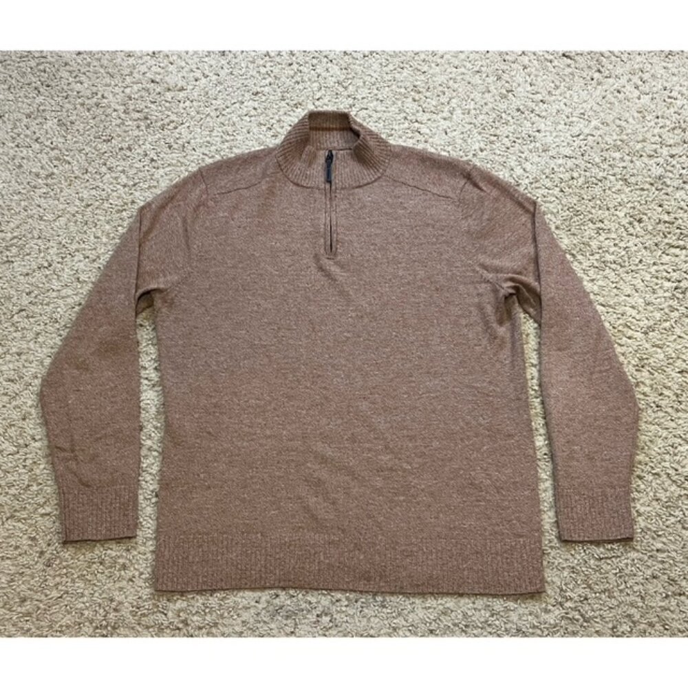 Smartwool Men Beige Brown Sparwood 1/2 Zip Wool Sweater Size Medium M EUC